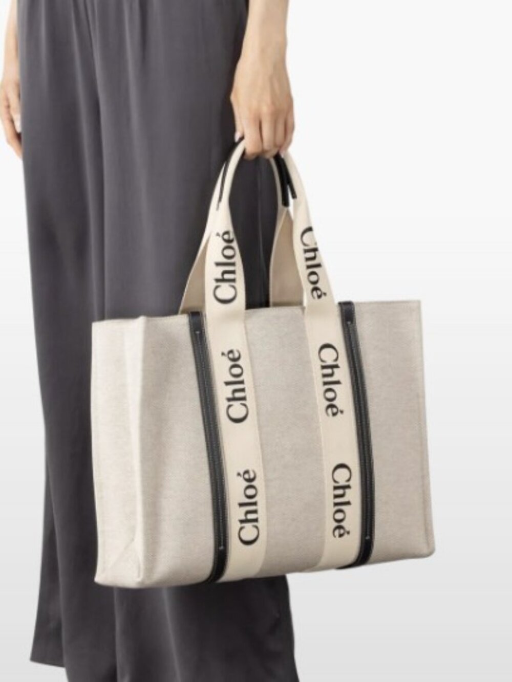 Chloe Large Woody Tote Bag - Linen - Picture 7 of 7